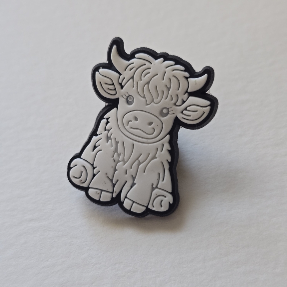 Cute Black and White Highland Cow  Pin